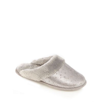 Lounge & Sleep Grey foil-effect star print mule slippers